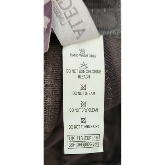 Alegro Bra US Size 36G Charcoal Gray Sheer Lace Plunge Underwire 9005A NWT - Picture 6 of 7
